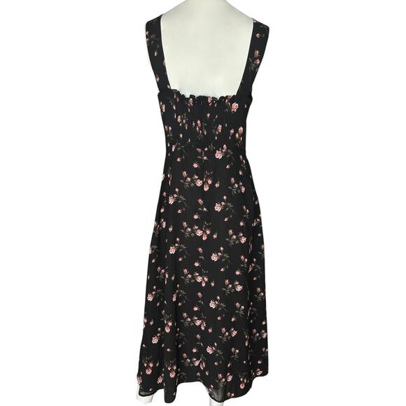 NWT Rihoas Black Floral Midi Dress Size Small - Picture 2 of 4